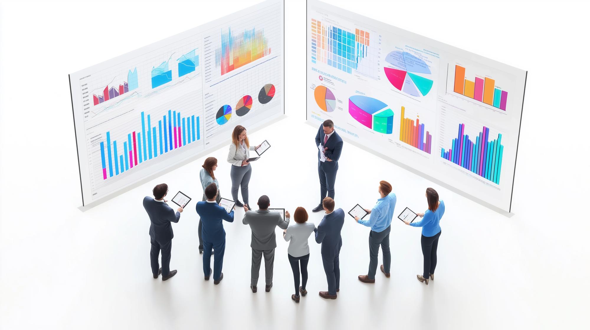 Workshop with participants and charts